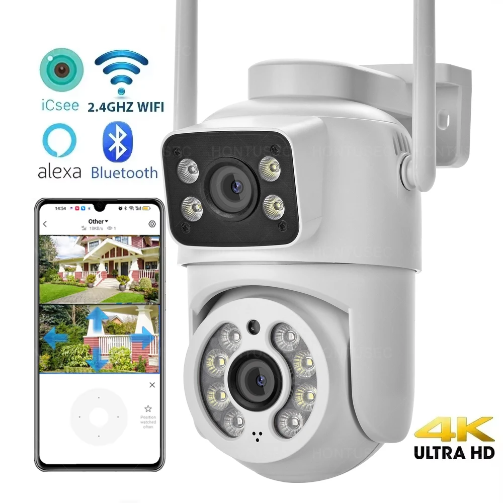 

ICSEE 4K 8MP Dual Lens Dual Screen WIFI PTZ 2K 4MP Wireless Security Camera Outdoor IP66 Two Way Audio Surveillance Cameras