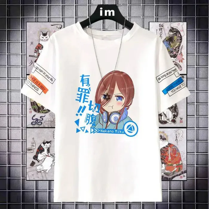 Roupas de mercadoria hanayome de cinco pontas mangá cosplay nino unissex bidimensional nakano camiseta de manga curta anime jogo