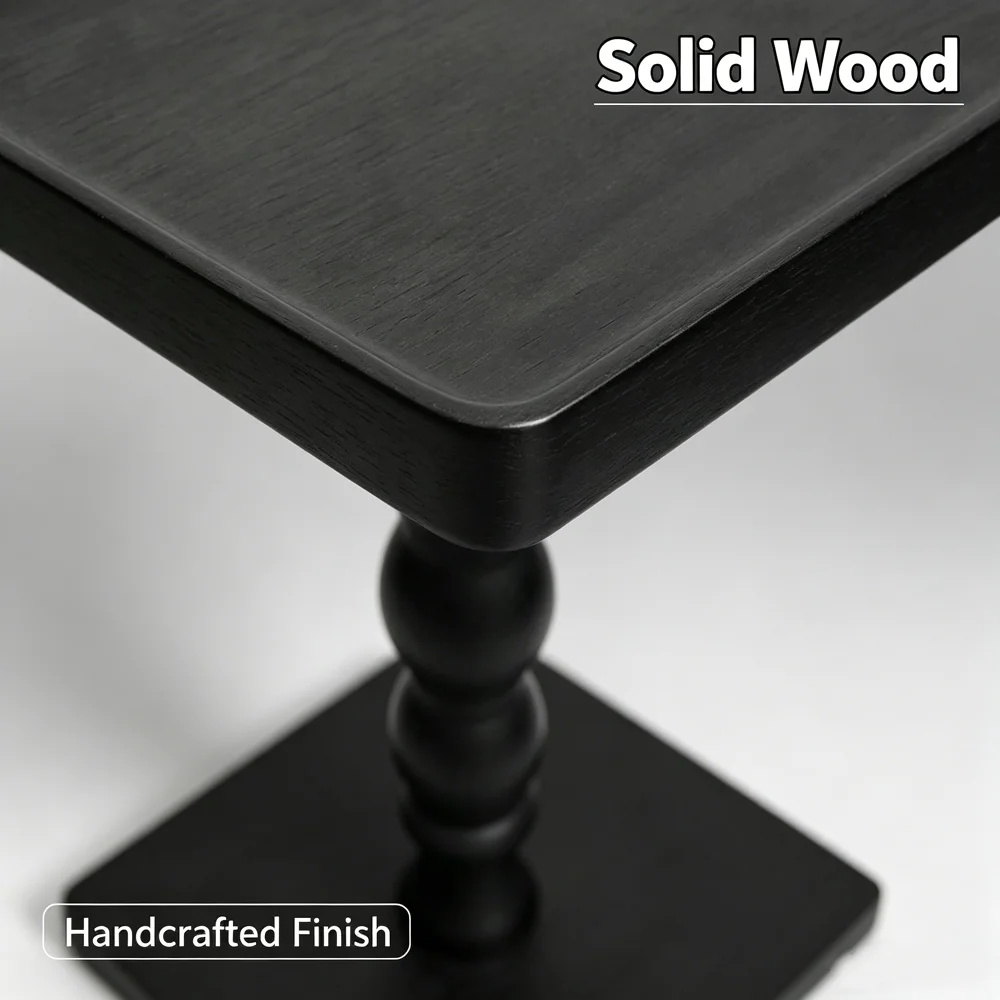 Nordic Solid Wood Black Square Table Creative Beaded Leg Corner Table Home Small Coffee Table Sofa Side Table Bedroom Nightstand