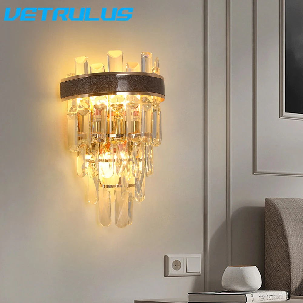 

Luxury Crystal Wall Light Modern Led Wall Lamp Cloakroom Bedside Luster Aisle Living Room Corridor Indoor Ceiling Lamp Fixture