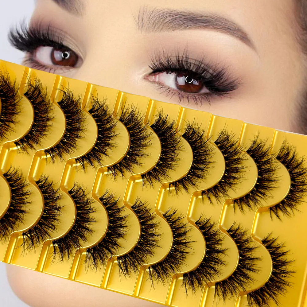 NEW Manga Lashes 10 Pairs cosplay 3D Faux Mink Lashes Natural short Full Strip Lashes Clear Band Natural Eyelashes Extension