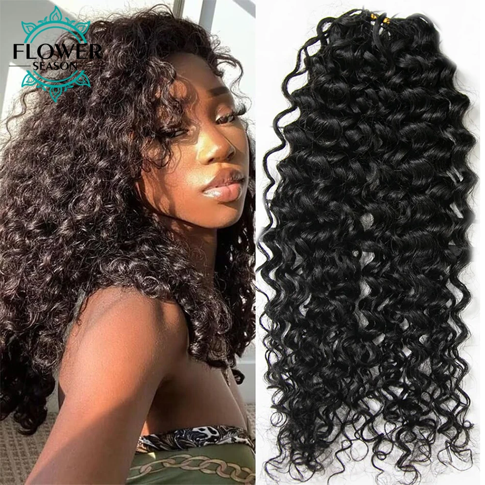 Water Curly Human Crochet Hair Pre-Separated Feather Crochet Human Hair Extensions 240g Enough Full Head Reusable Natural Color