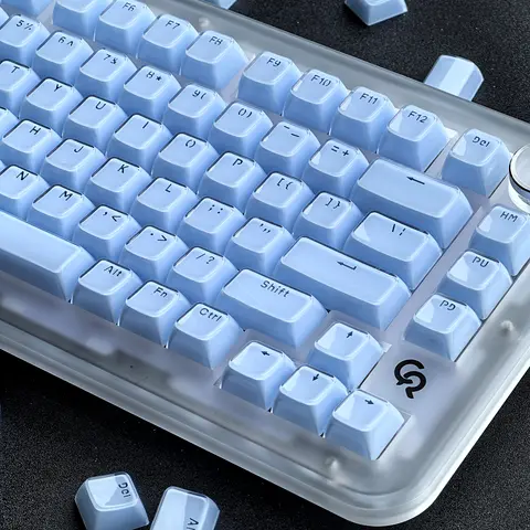 키캡 크리스탈 라이트 블루 양각 135키 투명 PC OEM 2.25/2.75U 스페이스 바 앨리스 ISO AULA 키캡