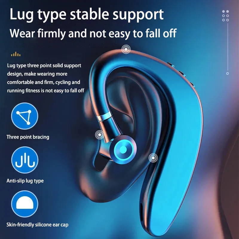 Wireless earphones with microphone for all smartphones, hands-free sports headphones with Bluetooth connection and microphone