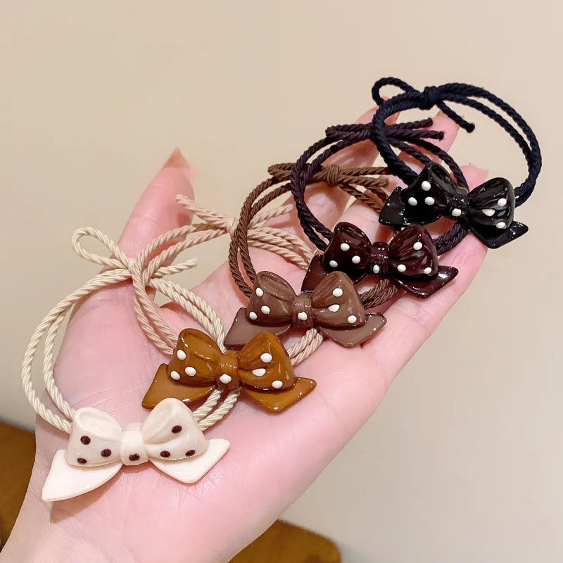 

Milky Brown Bow Hair Tie Women, Elastic Hair Band, High Elasticity, Durable, Simple Hair Ring, Hair Accessory