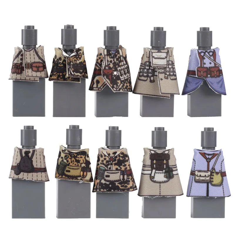 MOC Medieval Castle Rome Knight Cloak Printed Building Blocks Military Soldier Figures Camouflage Overcoat Cape Bricks Kids Toys