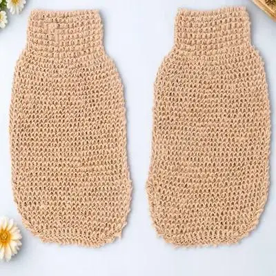 2Pcs Exfoliating Bath Gloves Ramie Jute Body Scrub Mitts Dead Skin Remover Spa Shower Glove Deep Cleansing Body Brush Glove