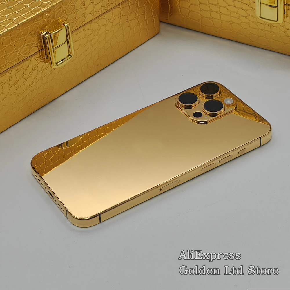 24K Gold Phone Series Housing with Logo Limited Edition for iPhone 16Pro Max 15Pro 14Pro Various Models Support Customization