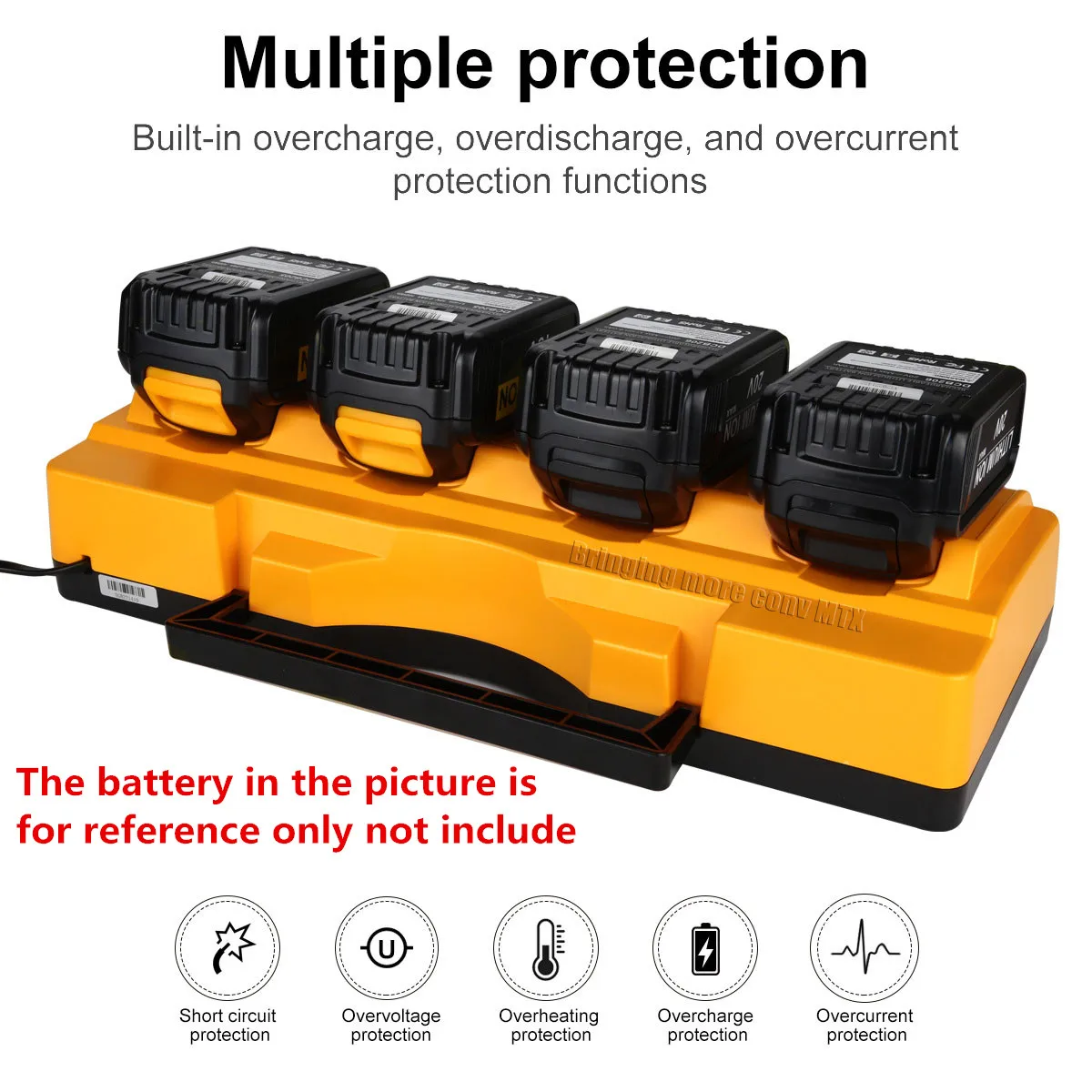 Li-ion battery Charger 4 Port Rapid 3A Charging Current For Dewalt 14.4V 18V 20V DCB140 DCB180 DCB182 DCB200 DCB203 DCB205