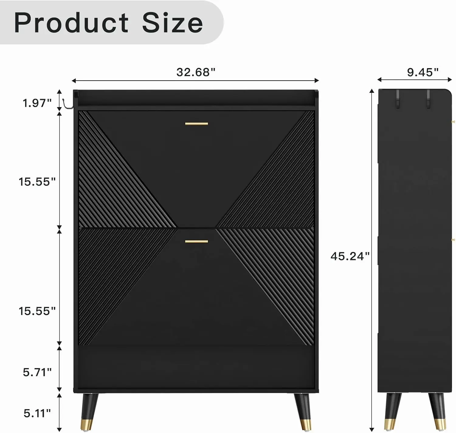 Shoe Cabinet for 24 Pairs, Fits Size 13, Slim Freestanding Shoe Rack Organizer with 2 Flip Drawers & Coat Hooks image 5