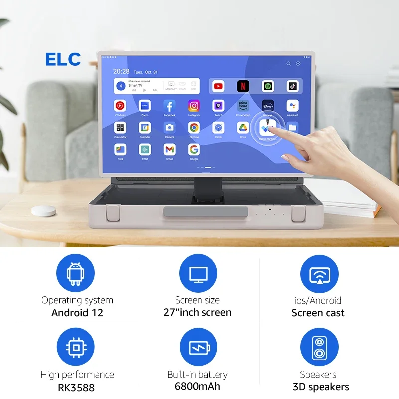 ELC PackGo 27 Inch Smart TV  Touch Screen WiFi Portable Tablet Outdoor Live Briefcase Android TV