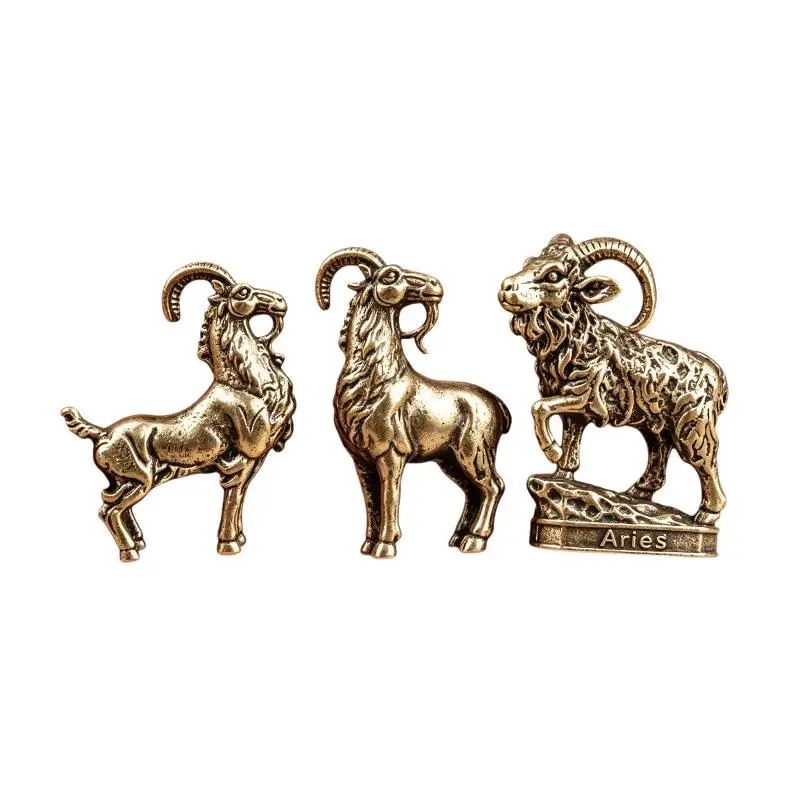 Retro Animal Goat Mini Figurine High-Grade Zinc Alloy Statue Ornament for Office Desk Home Decor Collection Souvenir