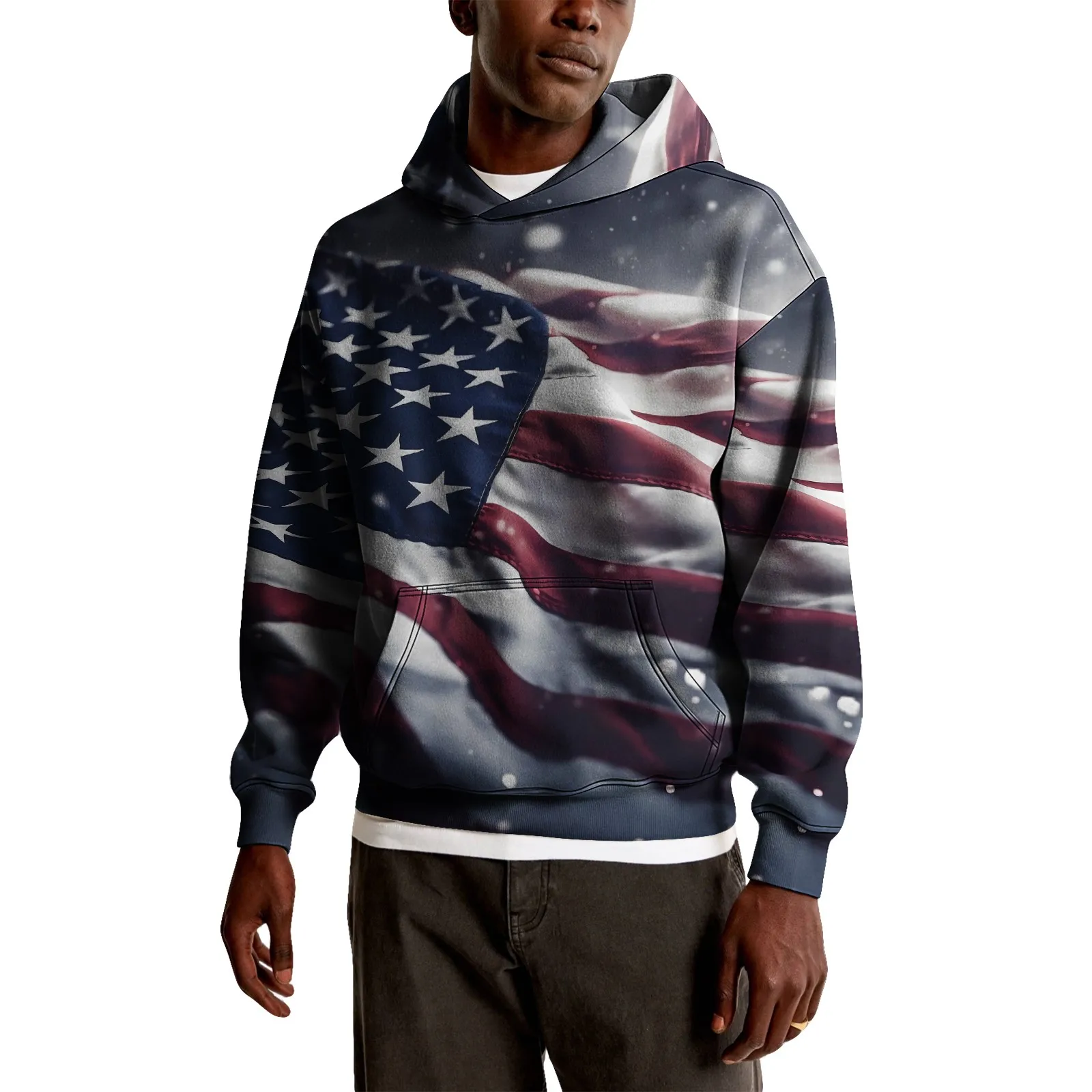 2025 New Harajuku Men's Hoodies USA Flag Graphic 3d Print Hooded Sweatshirts Street Fashion Independence Day Loose y2k Hoodie Me