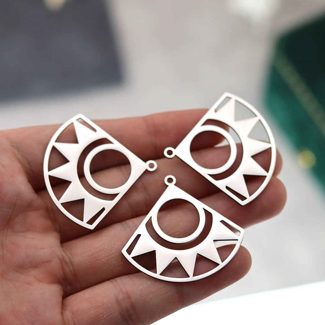 3 szt. W kształcie wachlarza słońce Charms kolczyk ze stali nierdzewnej wisiorek dla majsterkowiczów ręcznie robiona biżuteria bransoletka Anklet ustalenia naszyjnik Making — zdjęcie 4