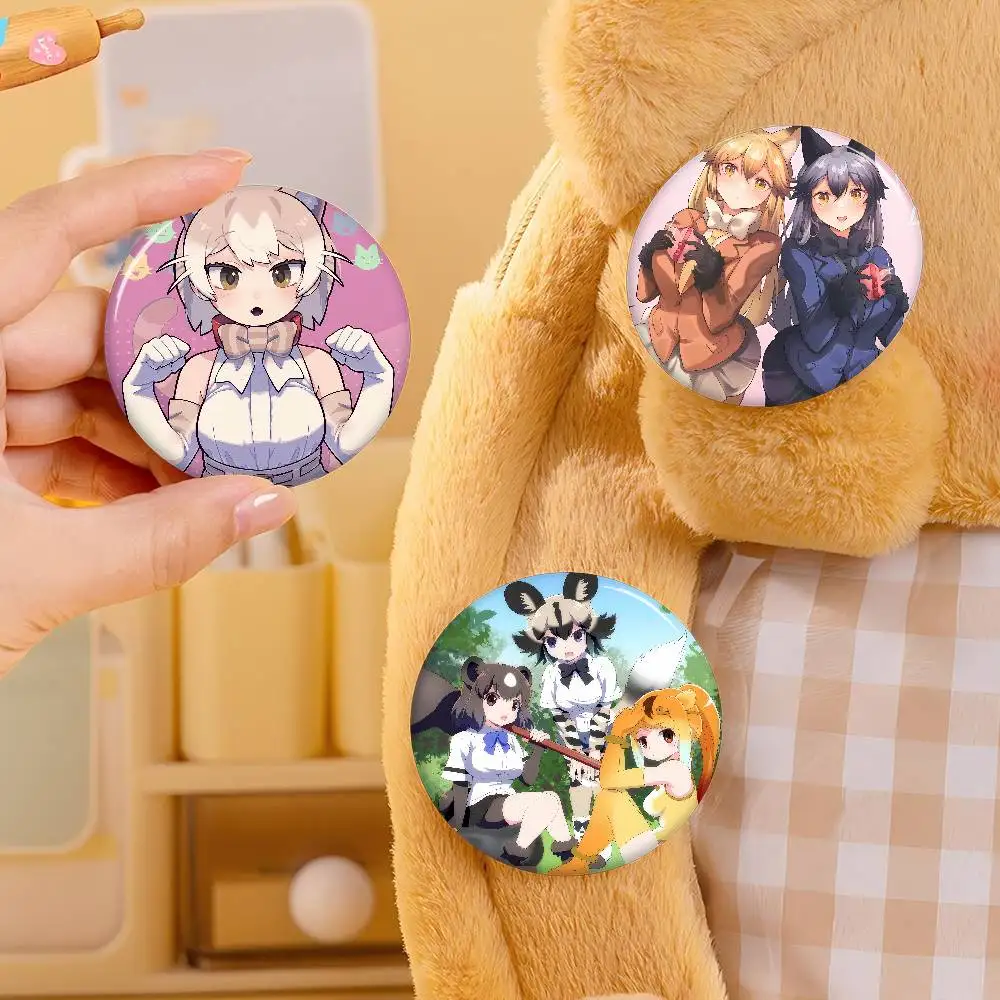 Adventure Anime K-Kemono Friends Badges 25 32 44 58 75 Mm Round Cosplay Pin Decor Fans Collect Friends Gifts Brooch Souvenir