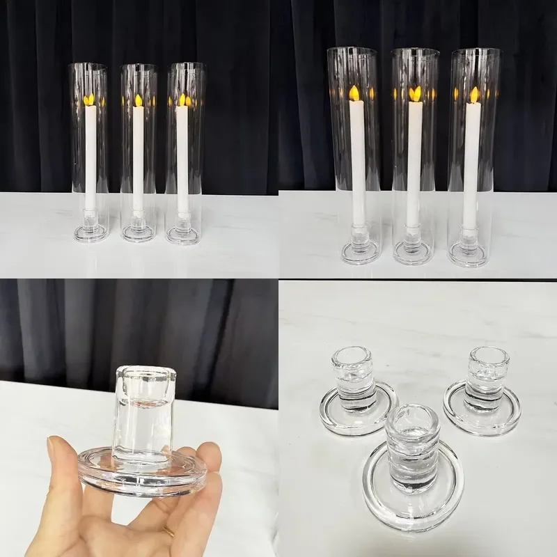 for Transparent Glass Cylinder Wishing Candle Holder Wedding Table Centerpiece Decor