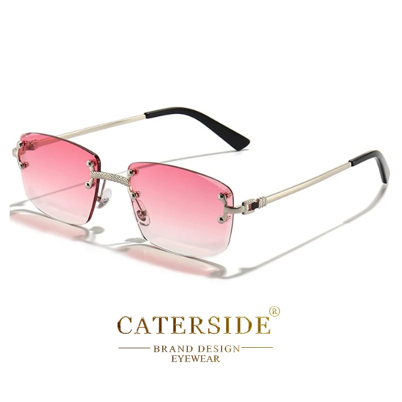 CATERSIDE Retro Randlose Quadratische Sonnenbrille Männer Frauen UV400 Kleine Gradienten Sonnenbrille Für Männer Beliebte Hohe Qualität Party Brillen