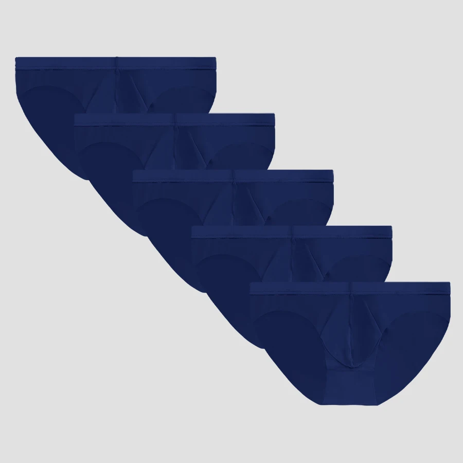 

5PCS Men's underwear: Ice silk seamless sexy triangular underpants, solid color youth light and thin shorts, summer bottom pants