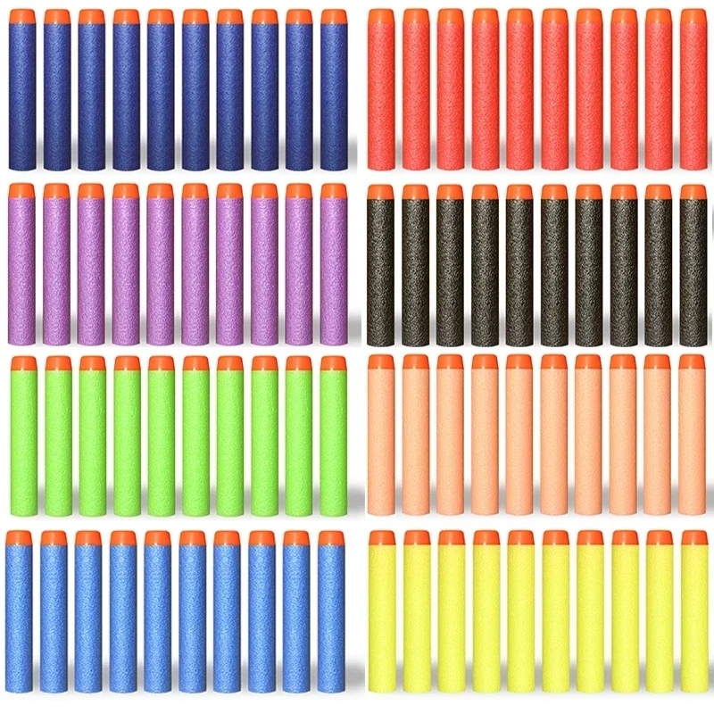 A100pcs 7.2cm Soft Foam Bullets Round Head Refill Sponge Darts Toy Gun Soft Bullet for NERF N-Strike Blasters Children's Gift