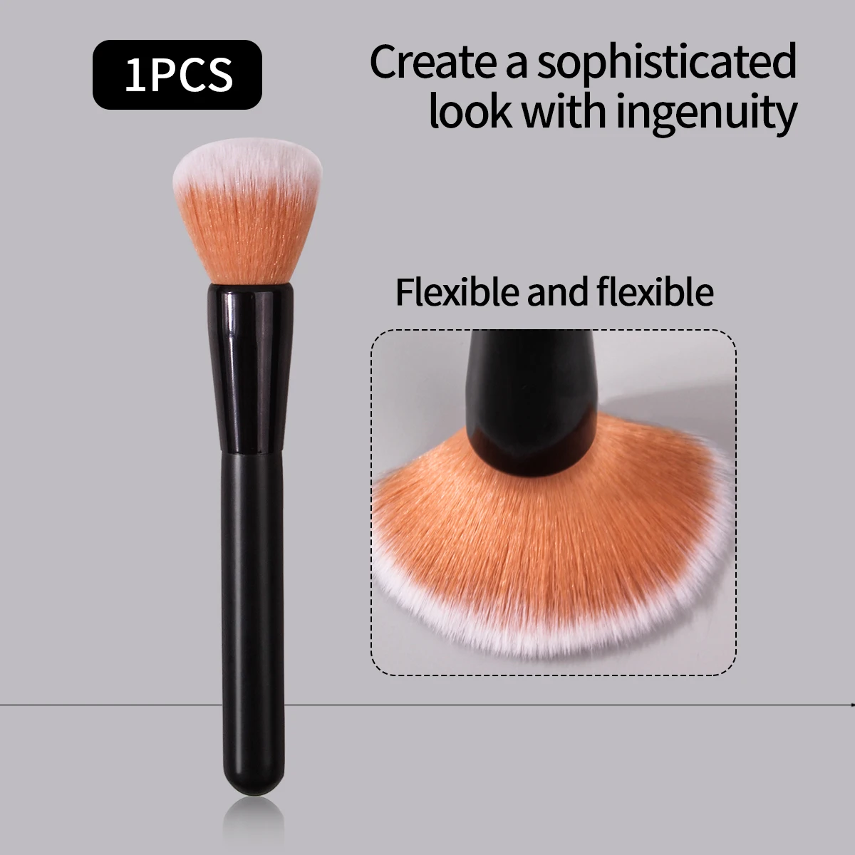 1 piece of wooden handle soft powder brush blush brush contactor brush multi-functional facial makeup brush tool