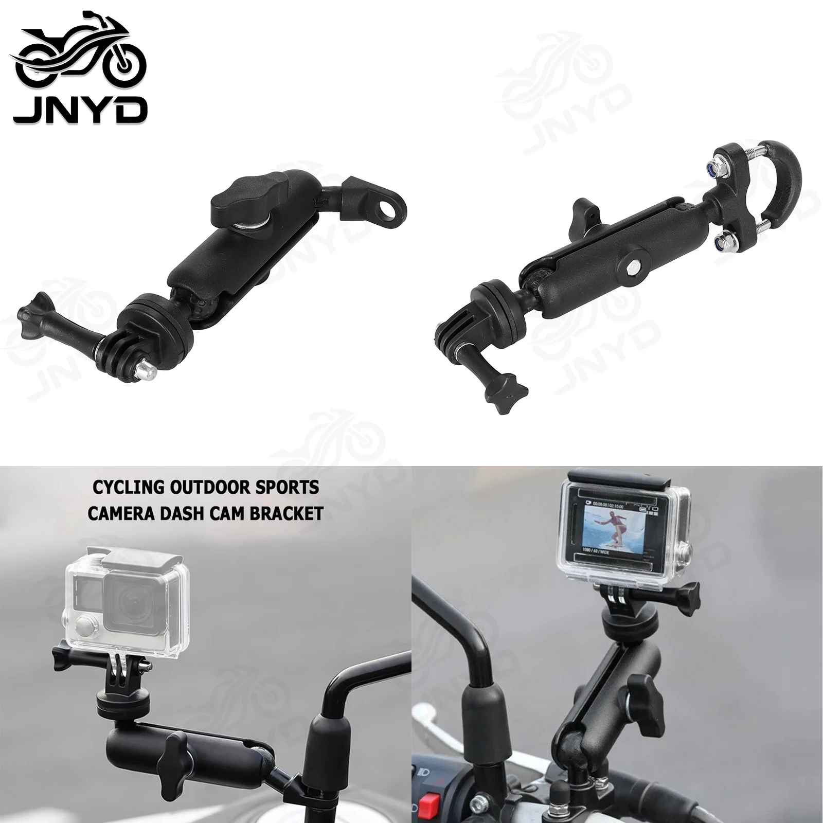 JNYD Motorcycle Bicycle Camera Holder Handlebar Mirror Mount Bike Bracket for GoPro Hero Insta360 DJI Osmo Action Cam
