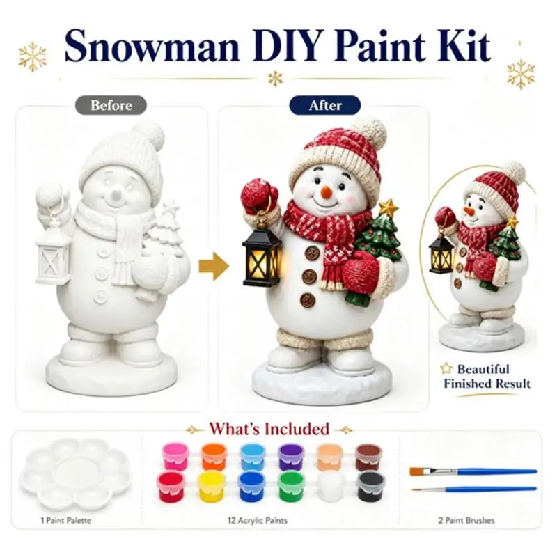 DIY Christmas Santa Claus/Snowman/Deer Plaster Figurine Painting Kit Kids Graffiti Paint Set Toys Holiday Keepsake Gift Ornamen