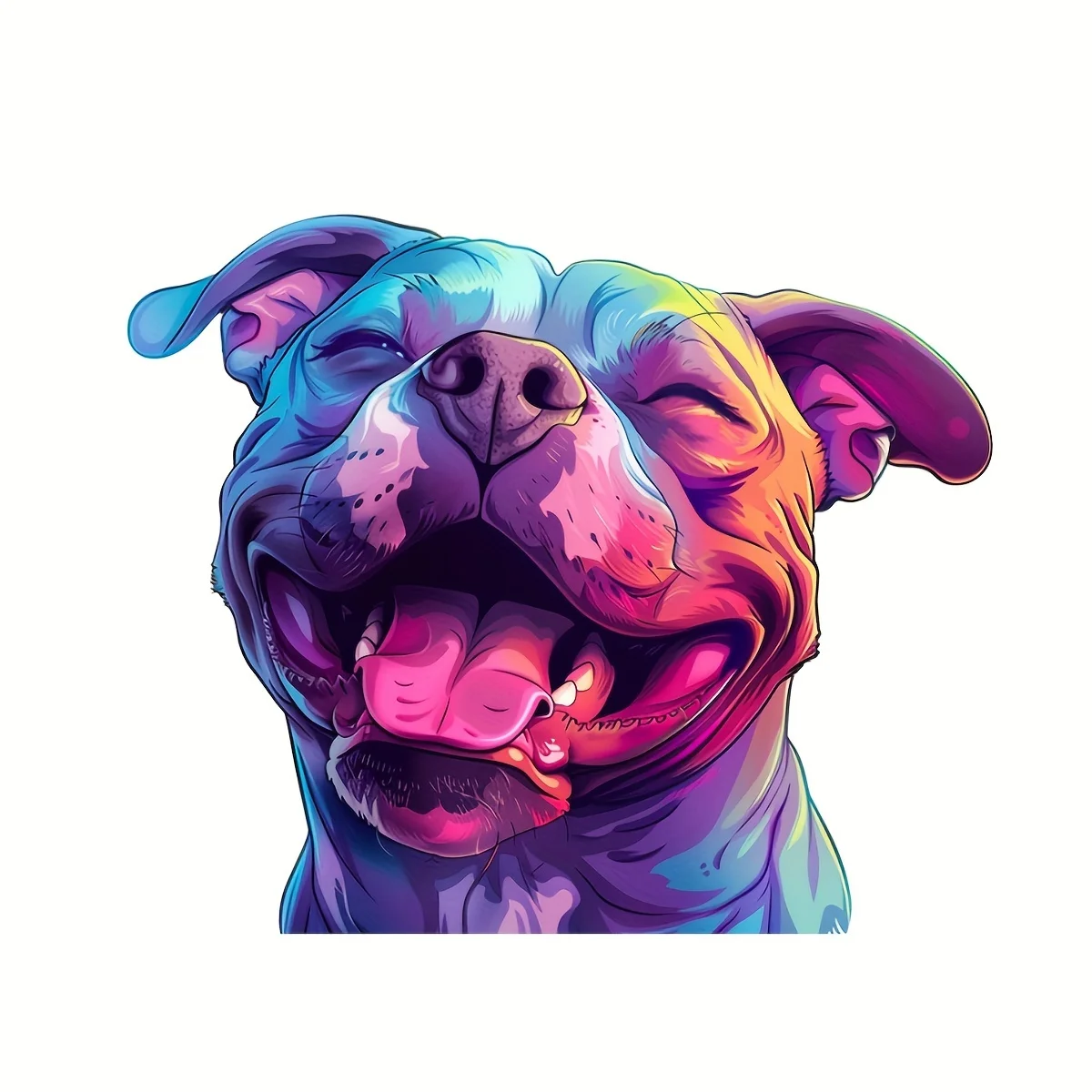 

Colored Happy Bulldog Stickers - Sturdy vinyl decals for water bottles, cars, motorcycles, laptops, and trucks