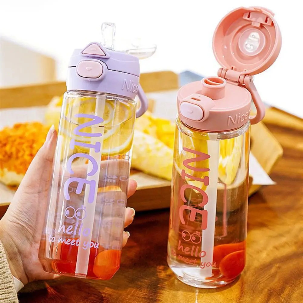 Straw Plastic Water Bottle High Temperature Resistance High Value Plastic Water Cup Portable Fall Prevention Straw Water Bottle