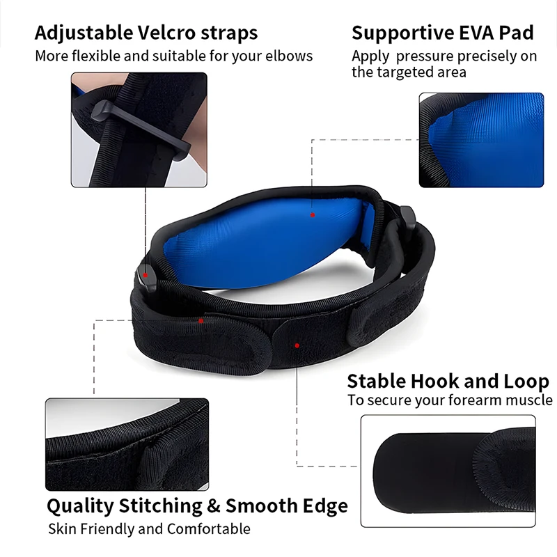 Tennis Elbow Brace Strap Adjustable Elbow Forearm Belt Elbow Support Gel Band for Arthritis Tennis & Golfer's Elbow Pain Relief