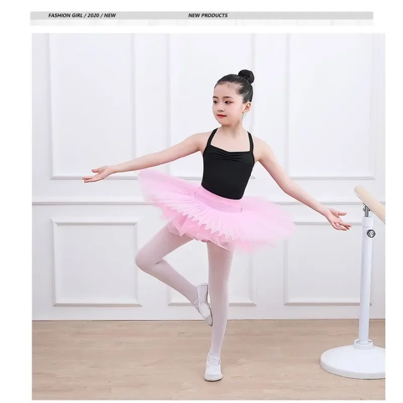 Girls Ballet Tutu Skirt Pink Children Fluffy 4 Layers Mesh Yarn Skirt Tulle Ballet Dance Skirt White Ballet Dancing Short Skirt