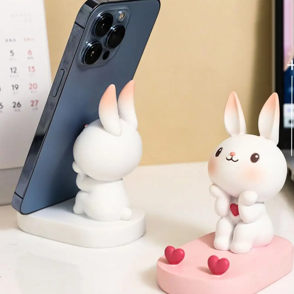 

Resin Rabbit Phone Stand Anti-slip Statue Cat Mobile Phone Holder Portable DIY Crafts Cat Desk Lazy Bracket Desk Tablet Phone