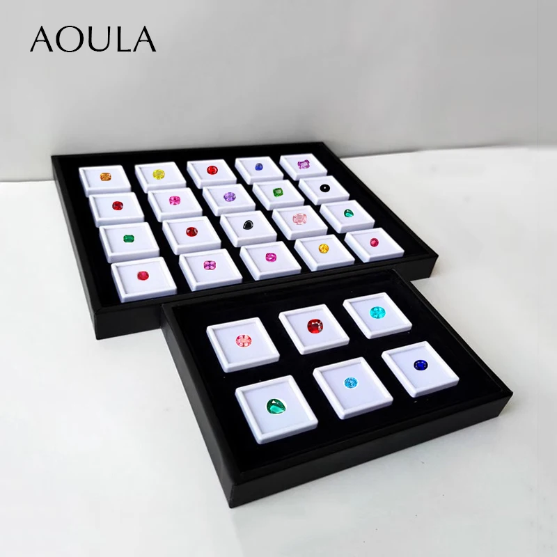 Gem Jar Display Gemstone Jewelry Insert Tray Loose Diamond Stone Display Box Gems Storage Holder Container Organizer with Sponge