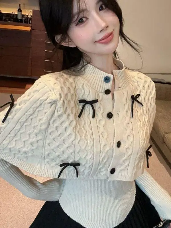 Elegant  Knot Knitted Sweater Women's Unique Fashionable Winter Cable Knitwear Soft Polyester Long Sleeve Top
