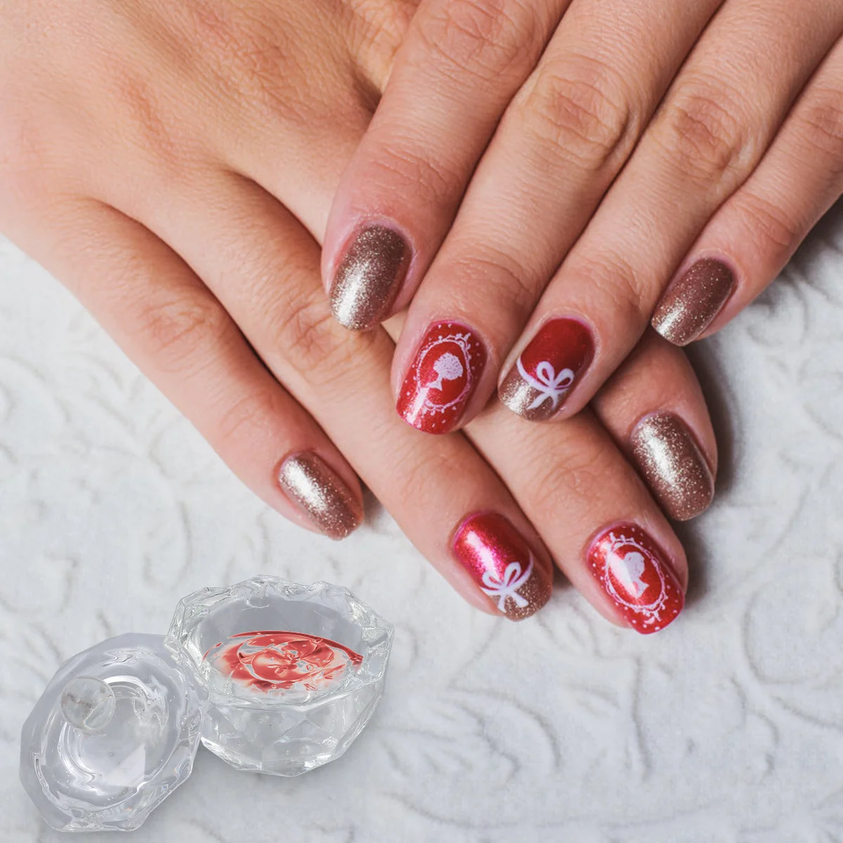 2 個ネイルアートクリスタルカップアクリル八角形液体パウダーホルダープロフェッショナルサロンホームマニキュア用品クリスタルネイルアートカップ