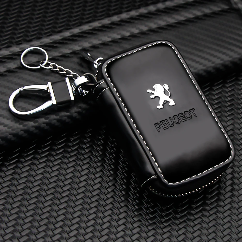 Leather Key Wallet Car Key Bag Multi Function Key Case For Peugeot 106 107 108 206 207 208 306 307 308 2008 3008 4008 5008 406