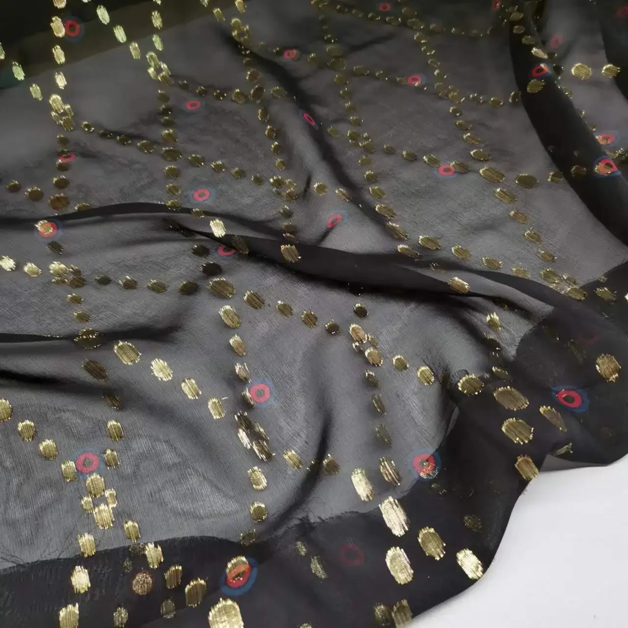 Jacquard Silk Saree Shimmer Metallic Somali Dirac Brocade Shiny Hijab Scarf Fabric DIY Sewing Material