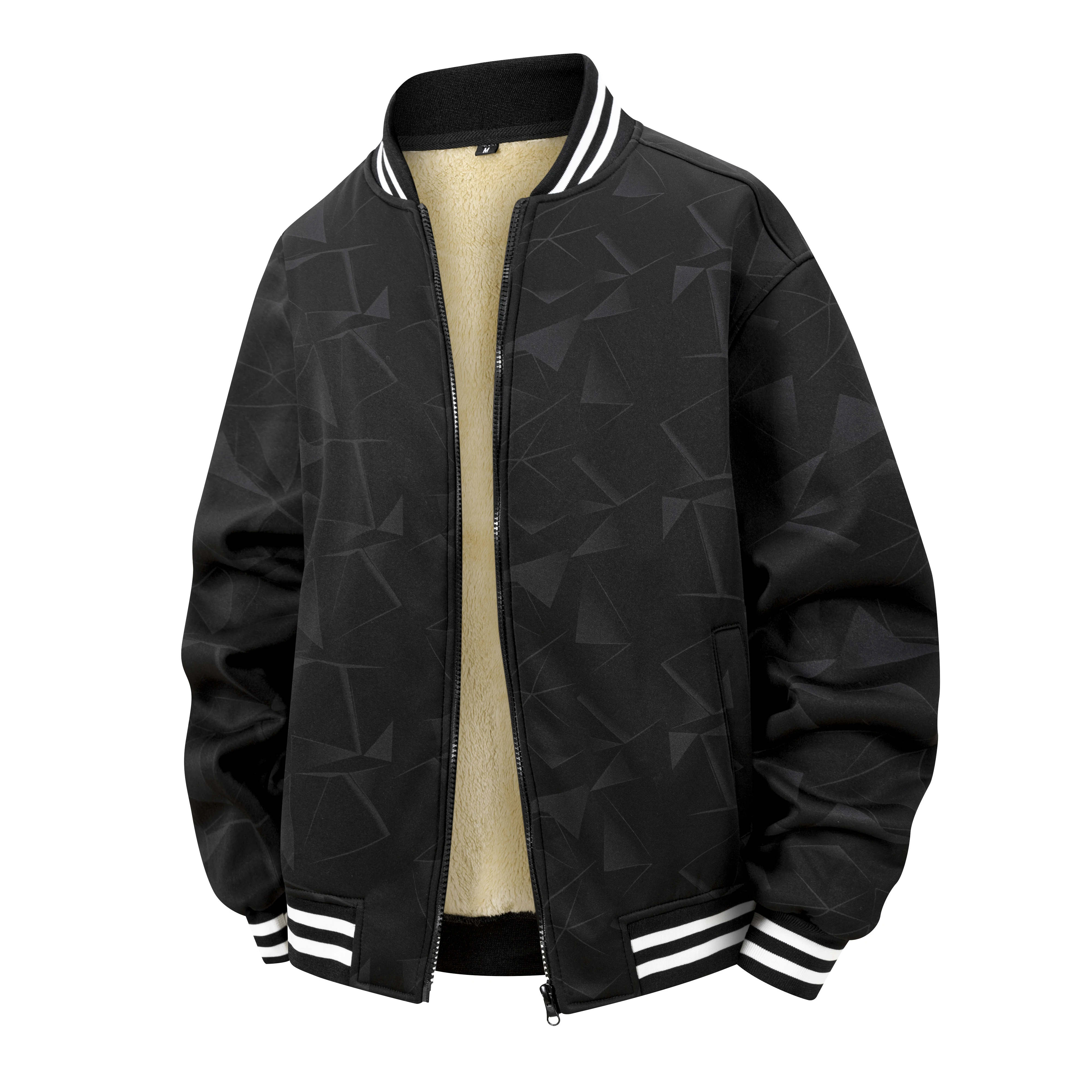 

Весна и осень 2024, новая высококачественная искусственная кожа, сращенная ​ ​ Свободная повседневная куртка в полоску, мужская куртка с бейсбольным воротником и геометрическим цветочным принтом