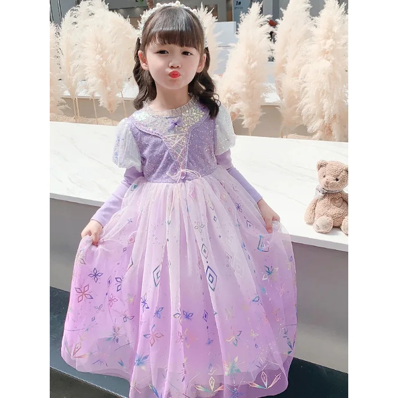 فستان الأميرة الشبكي المطرز بالترتر الأنيق للأطفال، فساتين بدون أكمام مزينة بفيونكة مطرزة، ملابس للفتيات الصغيرات مع ثوب