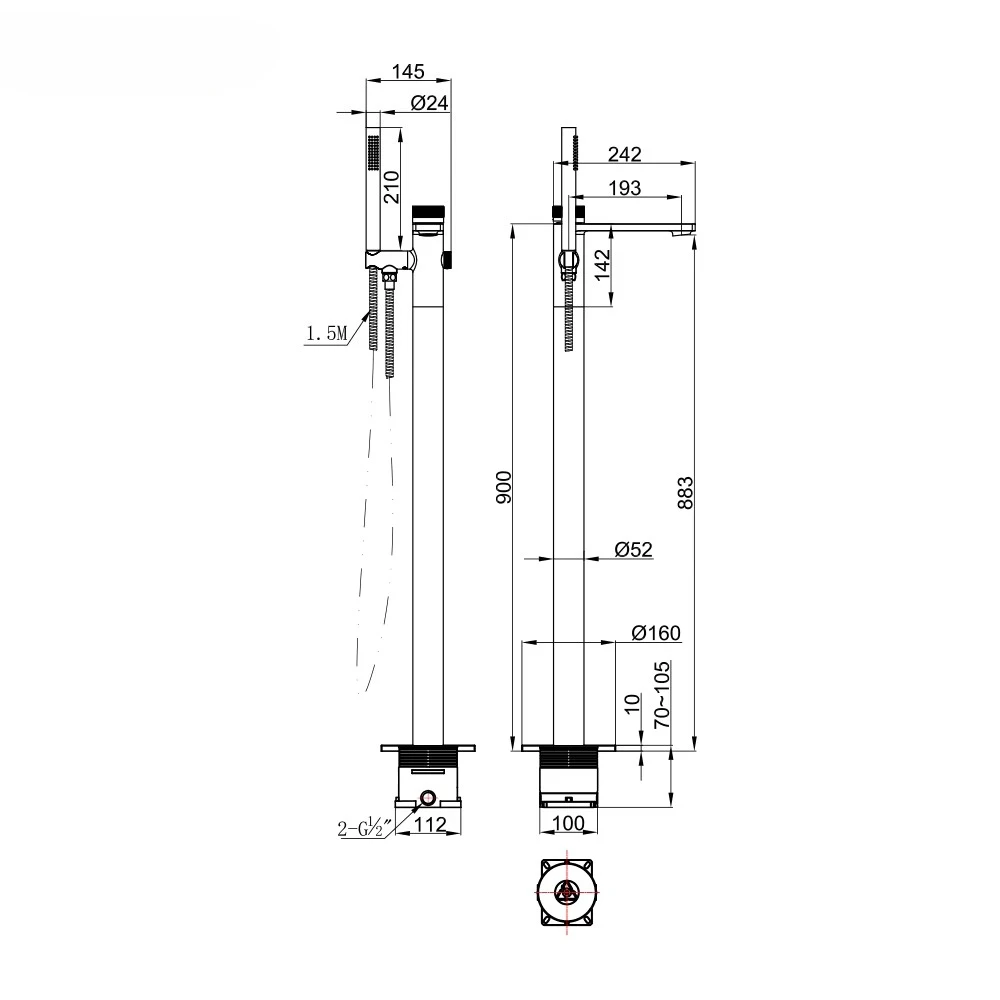High-grade hotel modern floor bathtub faucet for hotel bathroom bathtub filler freestanding bathtub filler