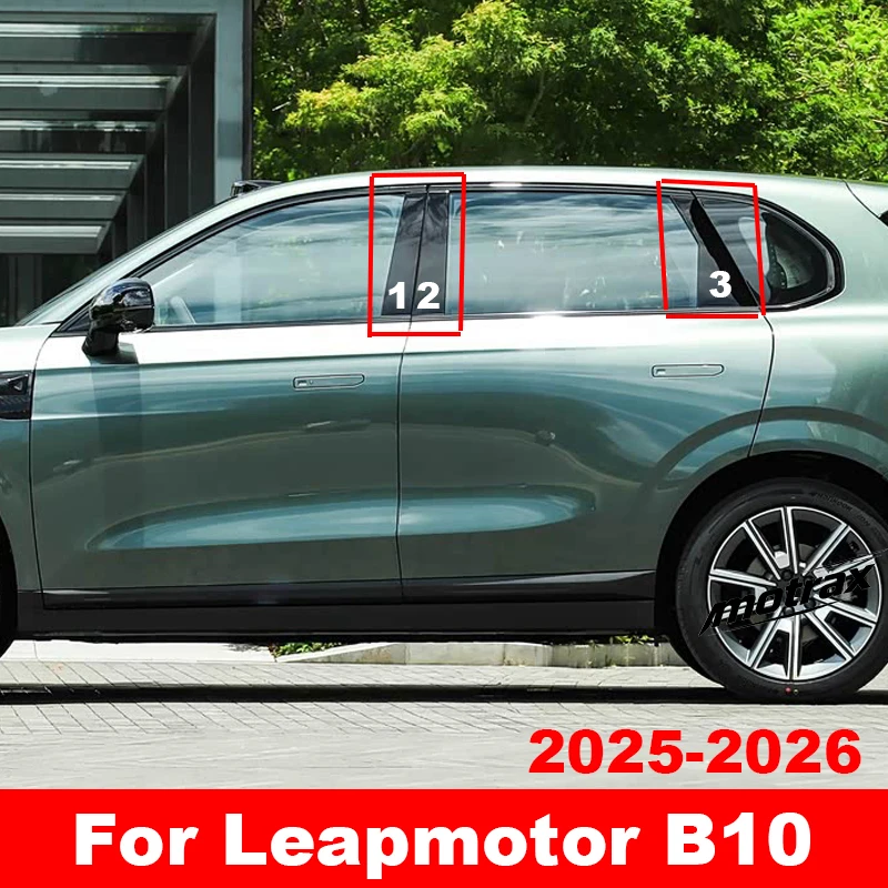 For Leapmotor B10 2025 2026 Car B C Pillar Posts Window Trim Covers Center Glossy Film Column Sticker Accessories