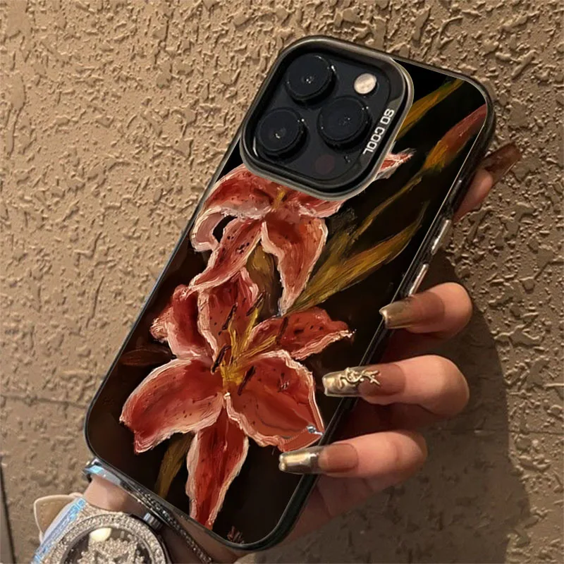 Oil Painting Lily Flower Retro Pattern Phone Case for Xiaomi Poco X7 X6 X5 X3 F5 F6 F7 M6 Pro 4G 5G Shockproof Anti-drop Cover