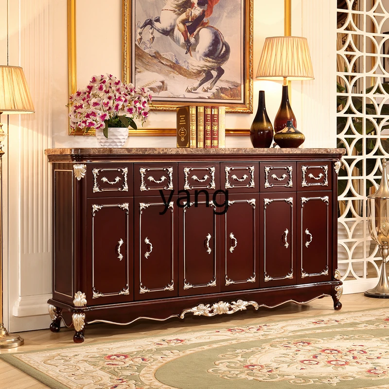 Yjq solid wood shoe cabinet large-capacity marble cabinet at the entrance of the household door sofa back cabinet