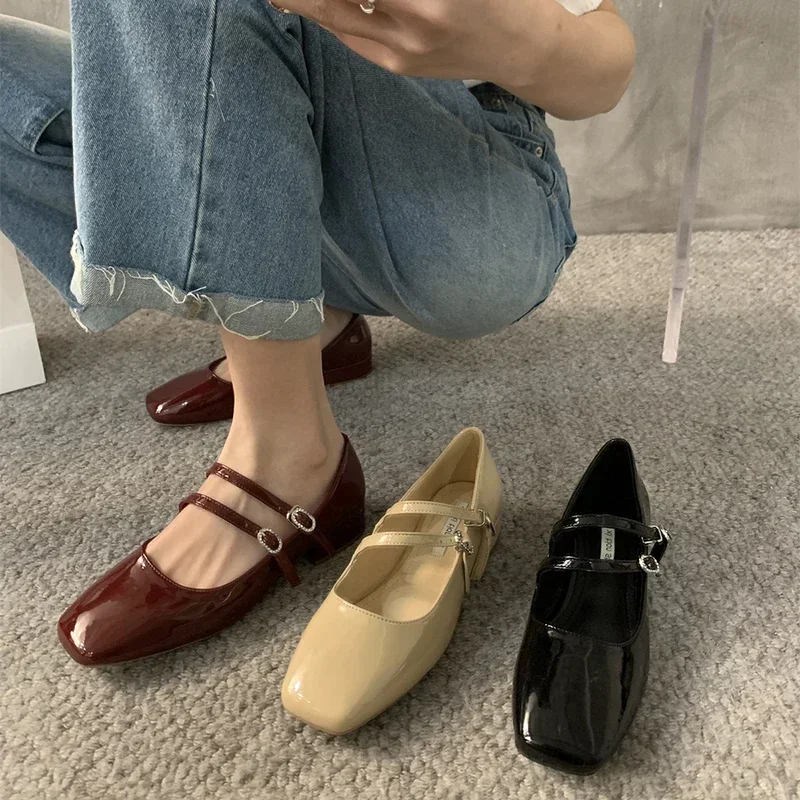 Crystal Women Pumps Fashion Girls Shallow Buckle Soft Leather Mary Jane Shoes Ladies Elegant Low Heel Shoes image 5