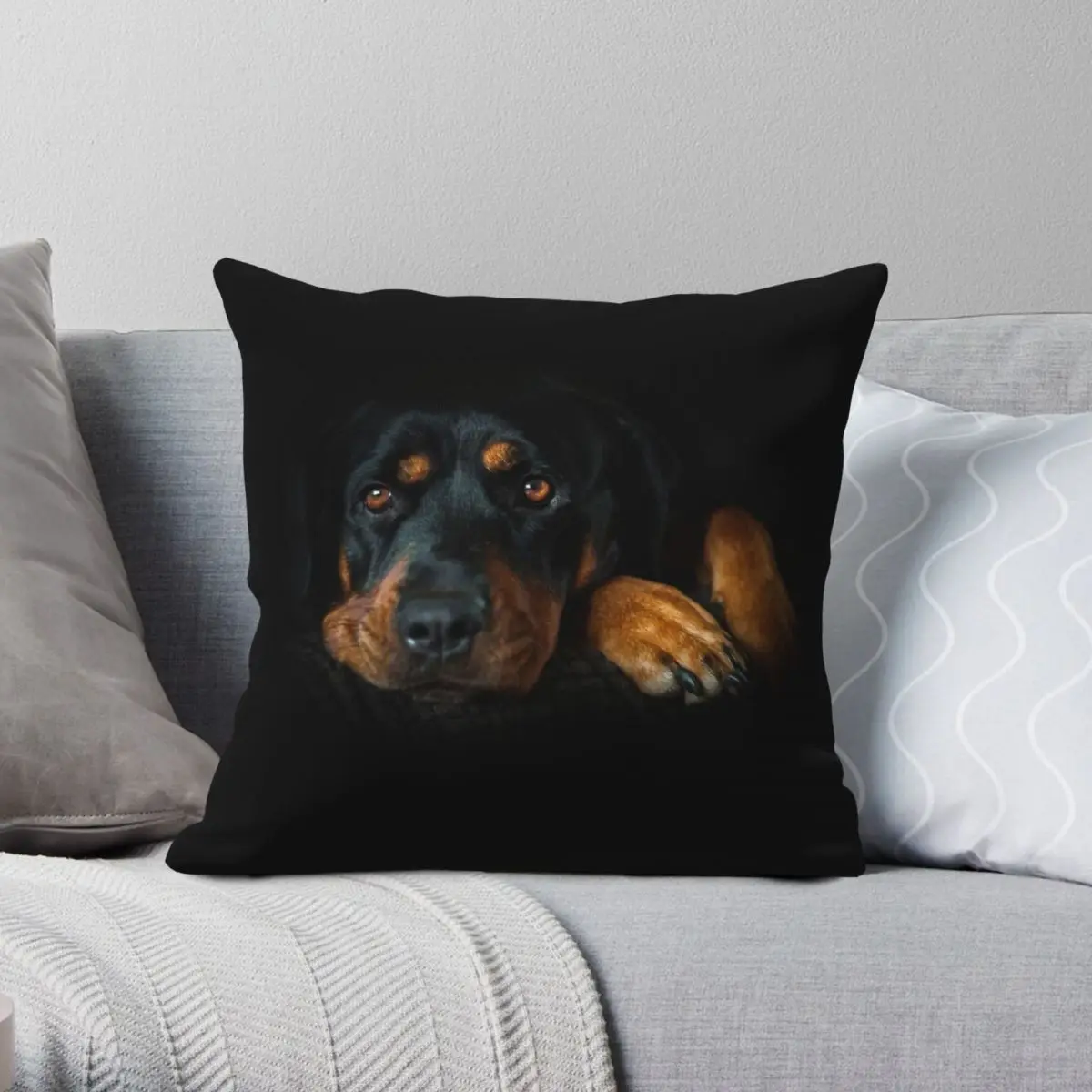 

Rottweiler Resting Square Pillowcase Polyester Linen Velvet Printed Zip Decorative Pillow Case Sofa Seater Cushion Case