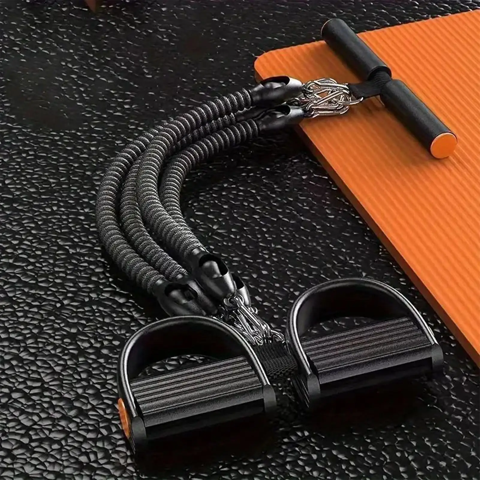 Foot Pedal Resistance Band 4-Tube Multifunction Adjustable Puller With Handle Resistance Foot Pedal for Gym Home Exercise Indoor