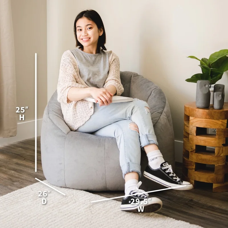 Joey Bean Bag Chair Plush Comfortable Kids Teens Room Soft Durable Lightweight Refillable Versatile Furniture Relaxation Fun