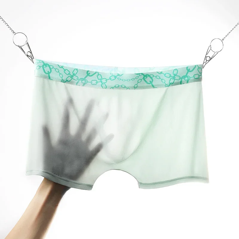 

5PCS Elemental men's underwear men's ice silk 3D punching crotch boxers traceless ultra-thin boxers summer breathable bottoms