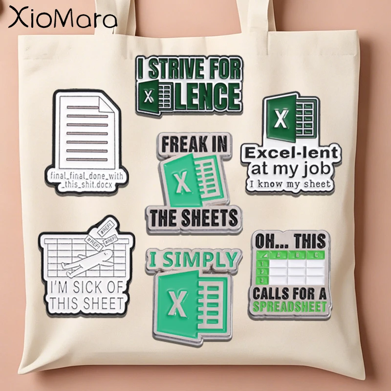 Office Software Excel Word Enamel Pins I'm Sick of This Sheet Funny REF Error Document File Brooches Office Worker Jewelry Gifts