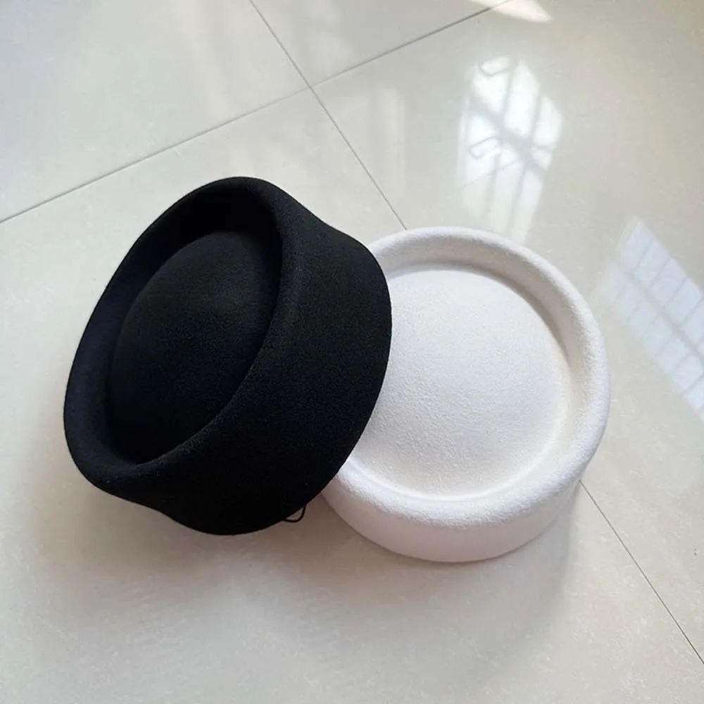 Uniform Stewardess Hat Vintage Looking Pillbox Hat Air Hostess French Style Woolen Top Hat Versatile Dome Formal Hat Live Show
