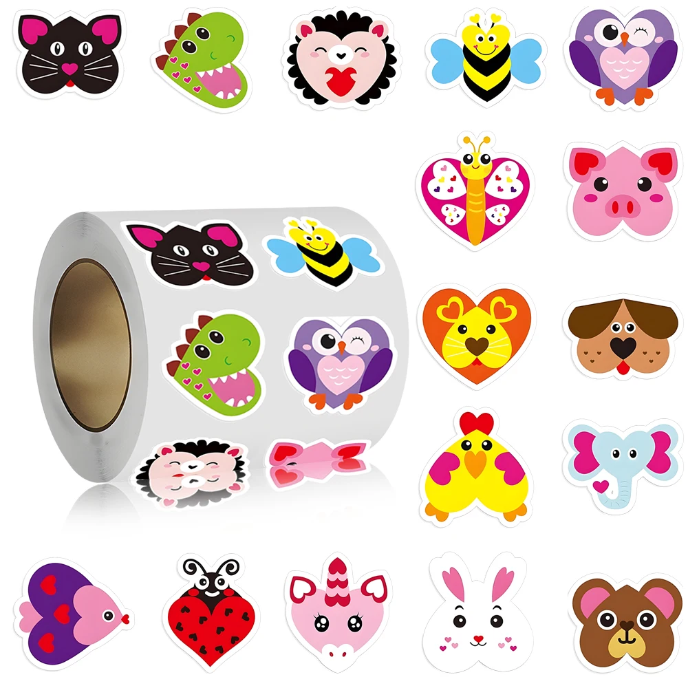 50-500pcs Stickers for Animal Roll Stickers Small Cute Toy Game Sticker DIY Gift Sealing Label Decoration